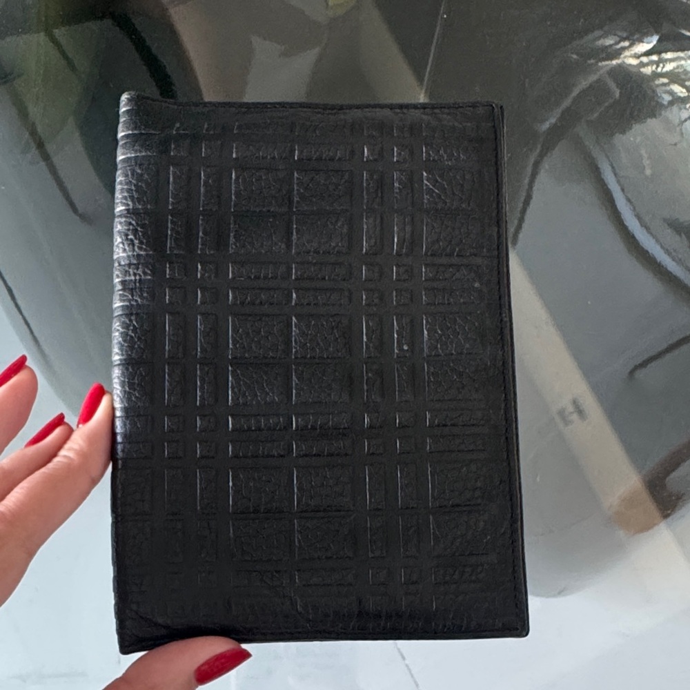 Burberry London Black Leather Passport Holder / Travel Document Wallet